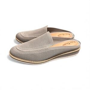 Me Too Slip On Almond Toe Casual Fabric Mules Gray Taupe Tan Womens 11 Office